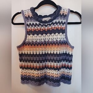 Universal Threads Crochet Sleeveless Top Womens XS Coastal Cowgirl Boho Cute🩵